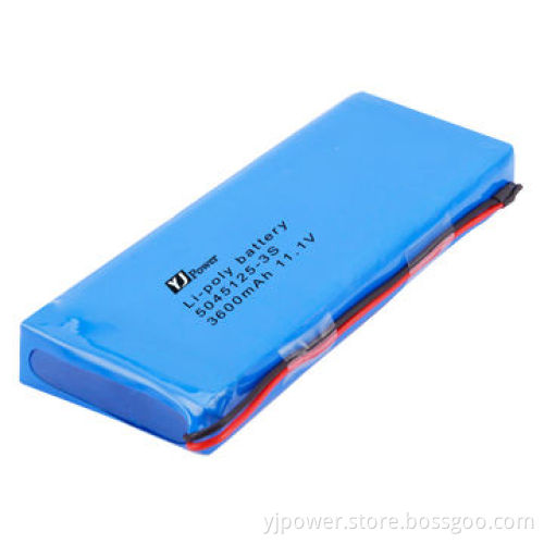 11.1V Li-polymer battery pack, 5045125-3S 3600mAh, with 15 x 45 x 125mm size, 186g
